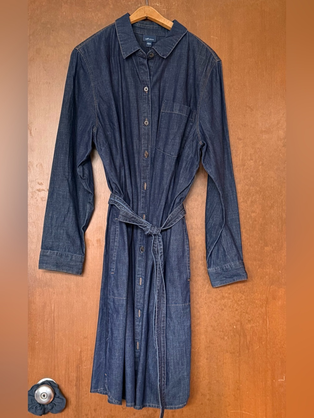 J Jill Indigo Belted Shirt dress, Large, NWT - Picture 3 of 16